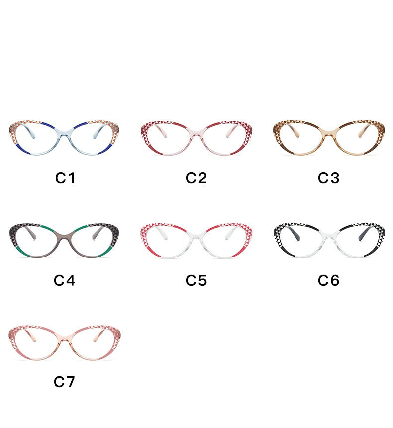Fashion Cat eye anti-blue light glasses new elliptical fashion flat lens full star glasses