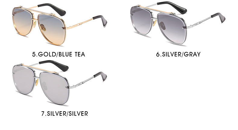 High quality gradient colorful sunglasses double bridge metal frame sunglasses