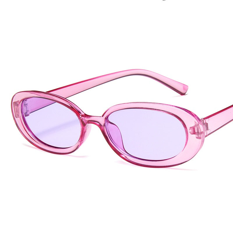 Fashion vintage pink frame sunglasses tortoise shell small oval custom logo sunglasses