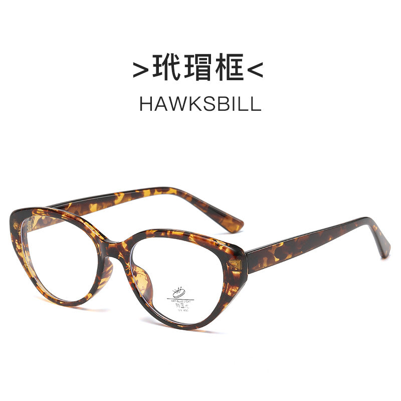 New style fashion cat eye glasses tortoise shell anti blue light black frame ins glasses