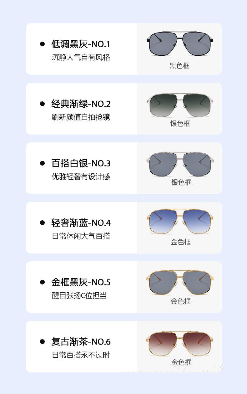 Custom logo metal frame sunglasses double bridge luxury Pilot retro metal frog shape sunglasses