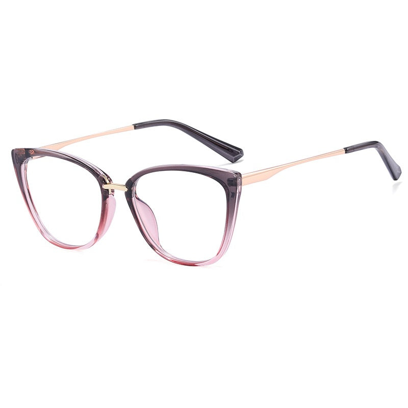 High quality leopard print metal frame glasses cat eye gradient colorful glasses frame