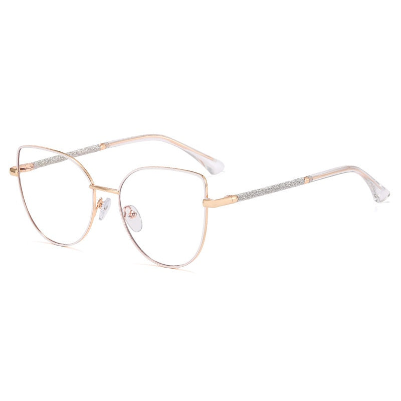 High quality pink fashion trend metal anti-blue light glasses frame cat eye metal frame glasses