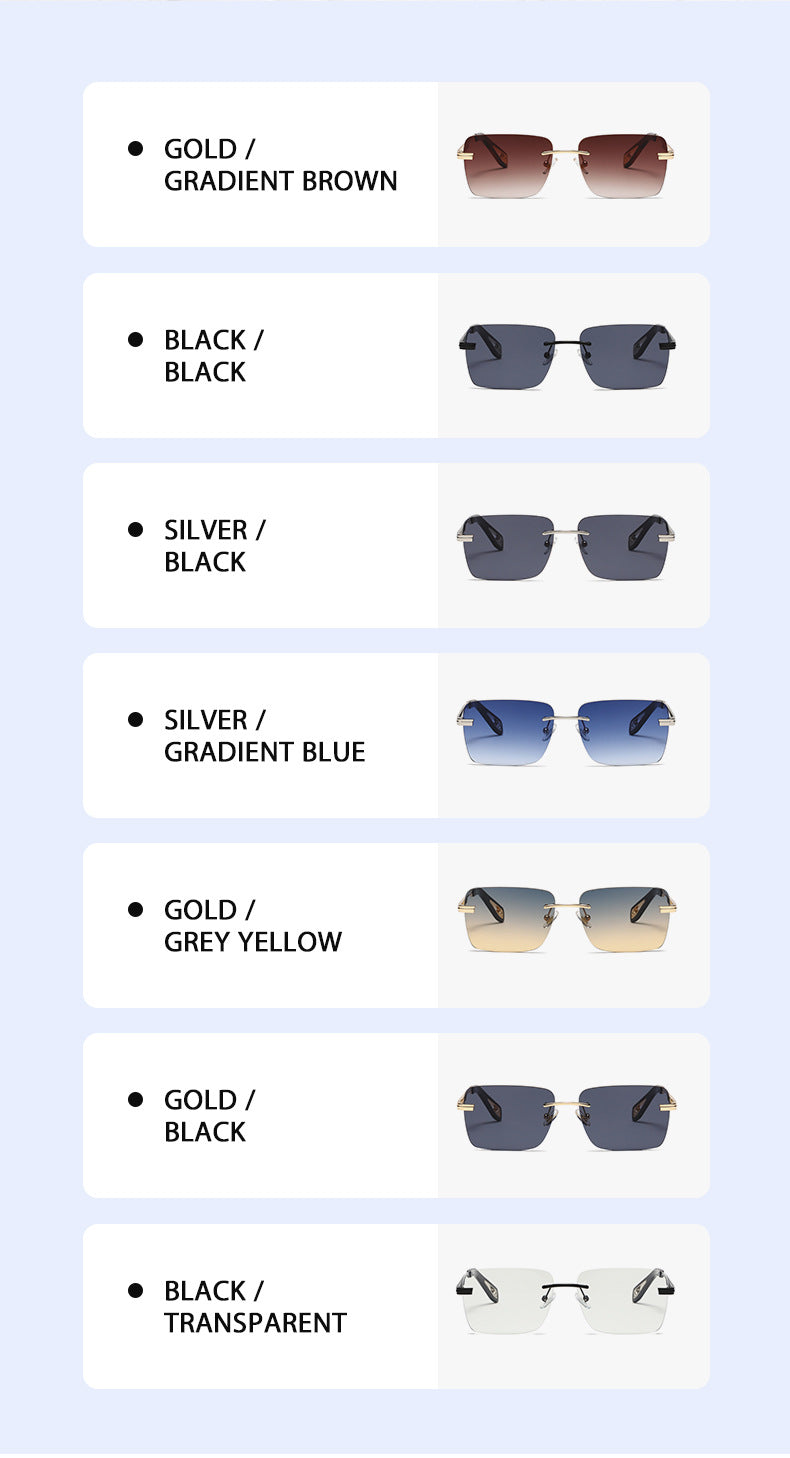 High quality rimless sunglasses gradient colorful metal frame sunglasses