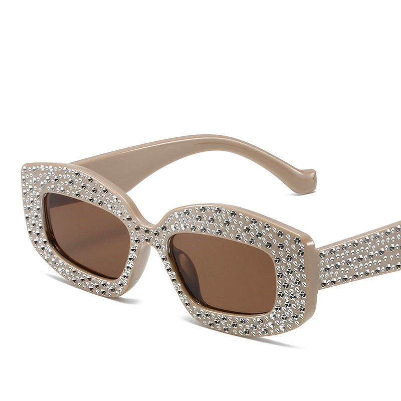 New fashion Diamond ins sunglasses uv400 party rectangle leopard print sunglasses