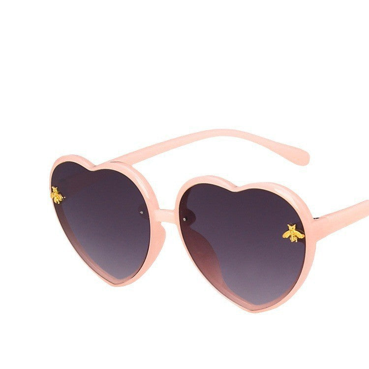 Custom logo gradient colorful sunglasses love heart shape buling kids sunglasses