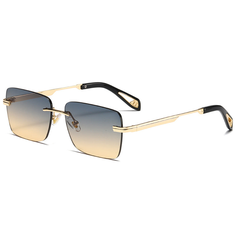 High quality rimless sunglasses gradient colorful metal frame sunglasses