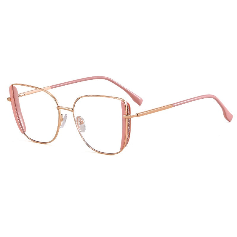 2025 High quality anti blue light Diamond glasses metal frame oversized glasses