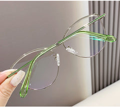 Fashion cat-eye trend personality glasses frame color-changing glasses anti-blue glasses