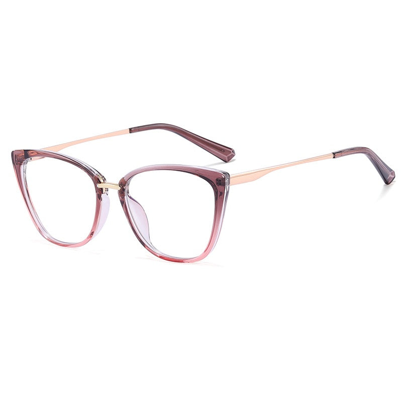 High quality leopard print metal frame glasses cat eye gradient colorful glasses frame