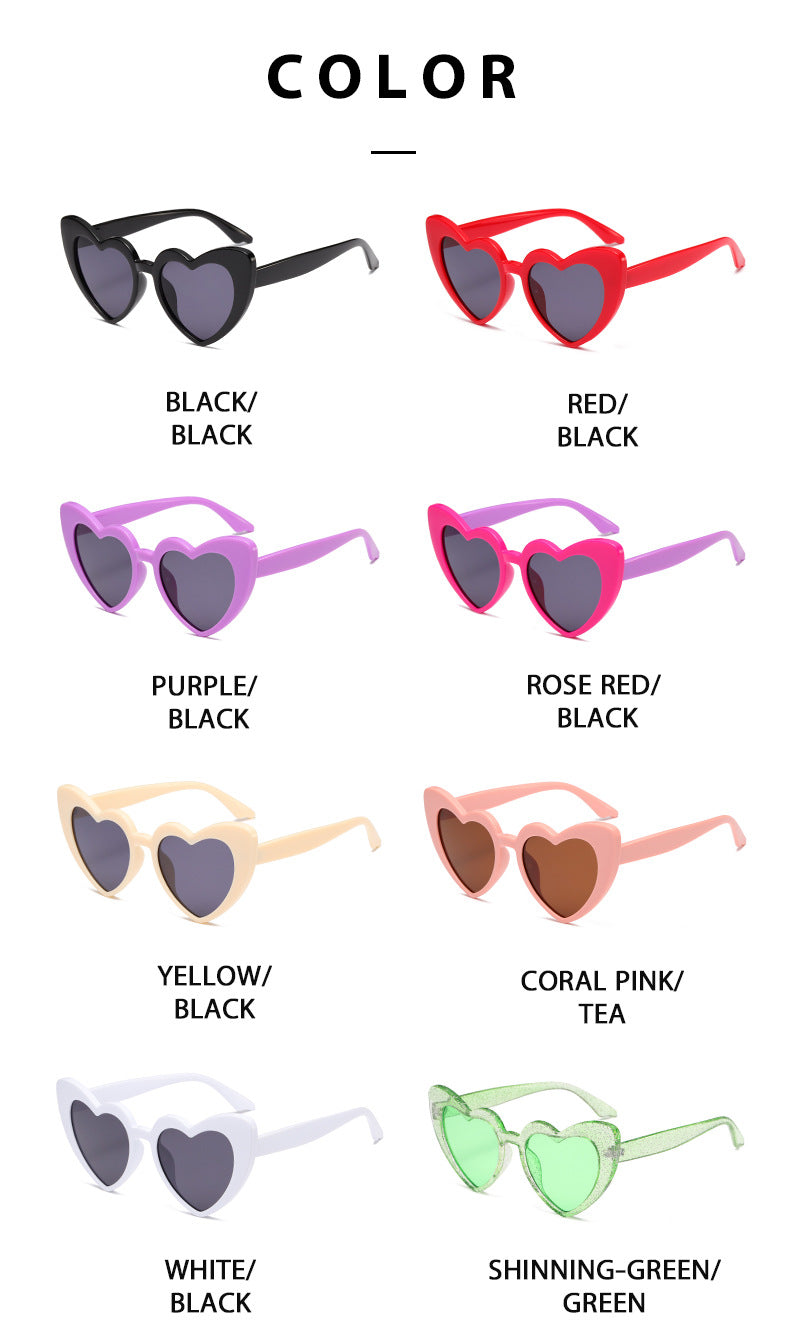 Wholesale candy colorful fashion sunglasses love heart shape party funny sunglasses