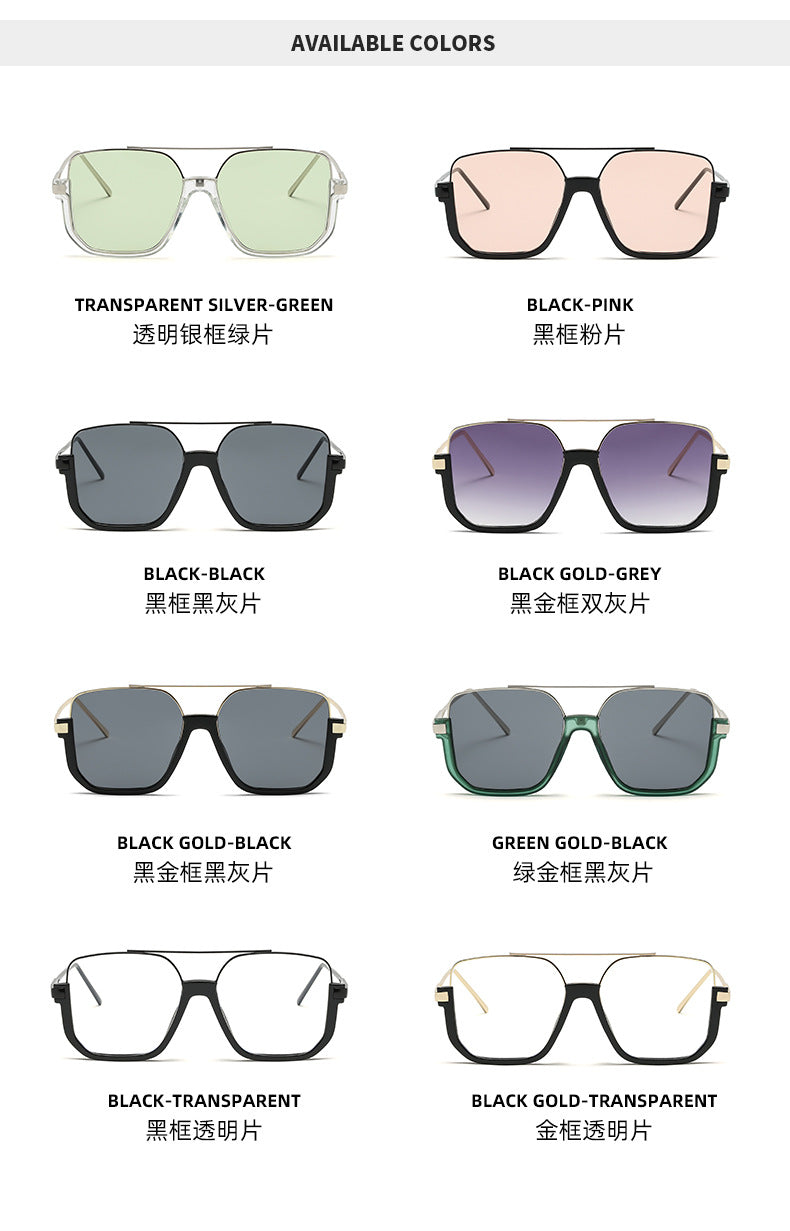 Custom logo new fashion uv400 sunglasses luxury trend double bridge sunglasses