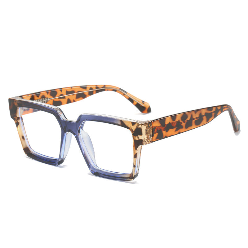 2025 New fashion acetate frame oversized glasses anti blue light leopard print glasses