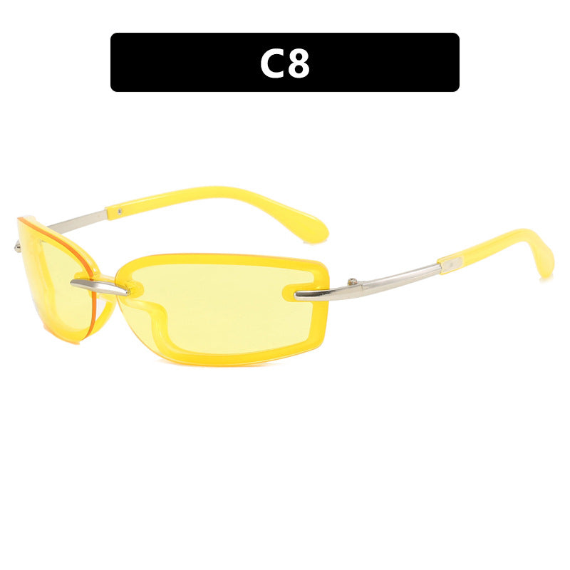 Rimless small frame sunglasses New sunglasses Future Sunglasses for women Dopamine