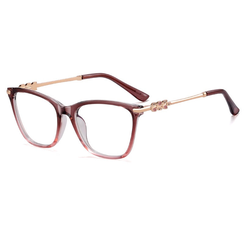 New fashion cat eye reading computer glasses anti blue light metal frame glasses