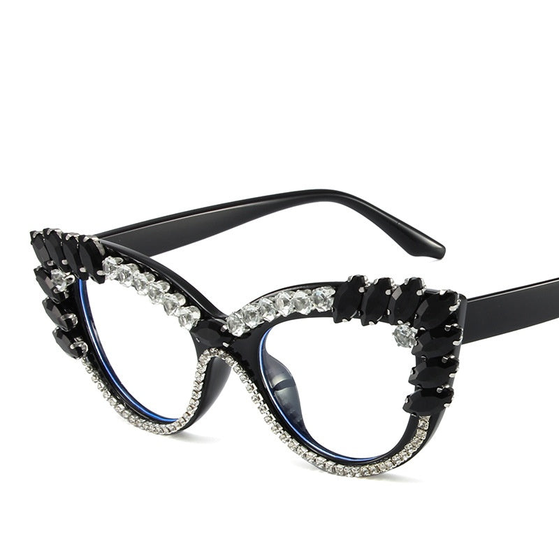 2025 Fashion diamond sunglasses Personality fashion cat-eye dazzling large diamon glasses