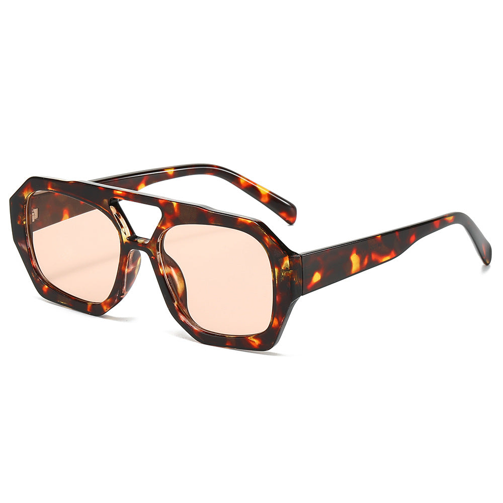 2025 New style fashion retro double bridge colorful sunglasses leopard print women sunglasses