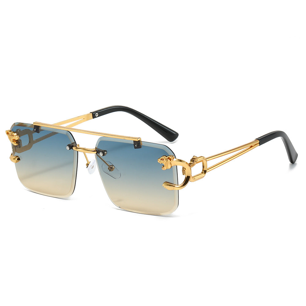 Brand luxury double bridge sunglasses gradient colorful metal frame sunglasses