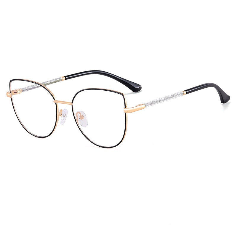 High quality pink fashion trend metal anti-blue light glasses frame cat eye metal frame glasses