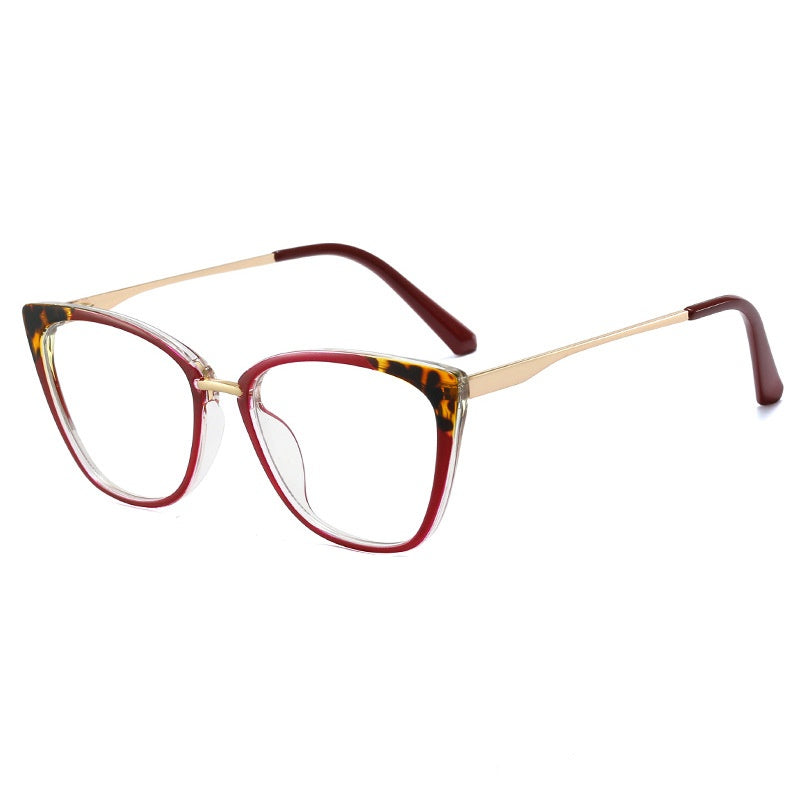 High quality leopard print metal frame glasses cat eye gradient colorful glasses frame