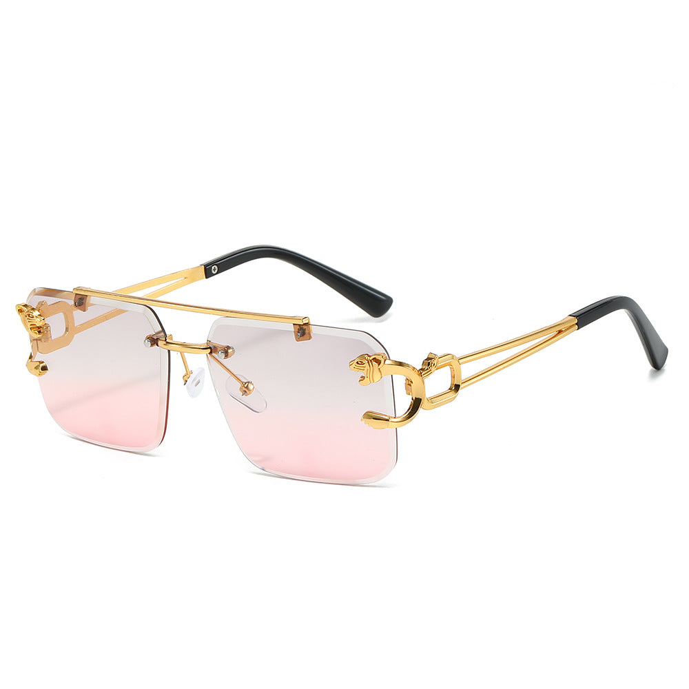 Brand luxury double bridge sunglasses gradient colorful metal frame sunglasses