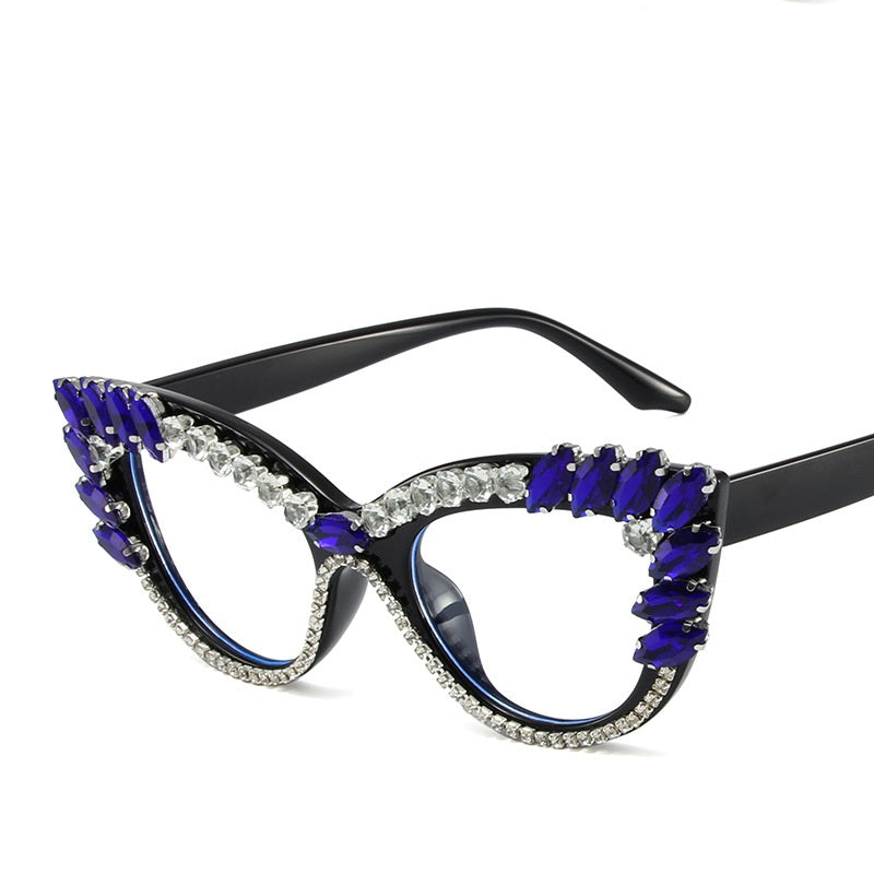 2025 Fashion diamond sunglasses Personality fashion cat-eye dazzling large diamon glasses