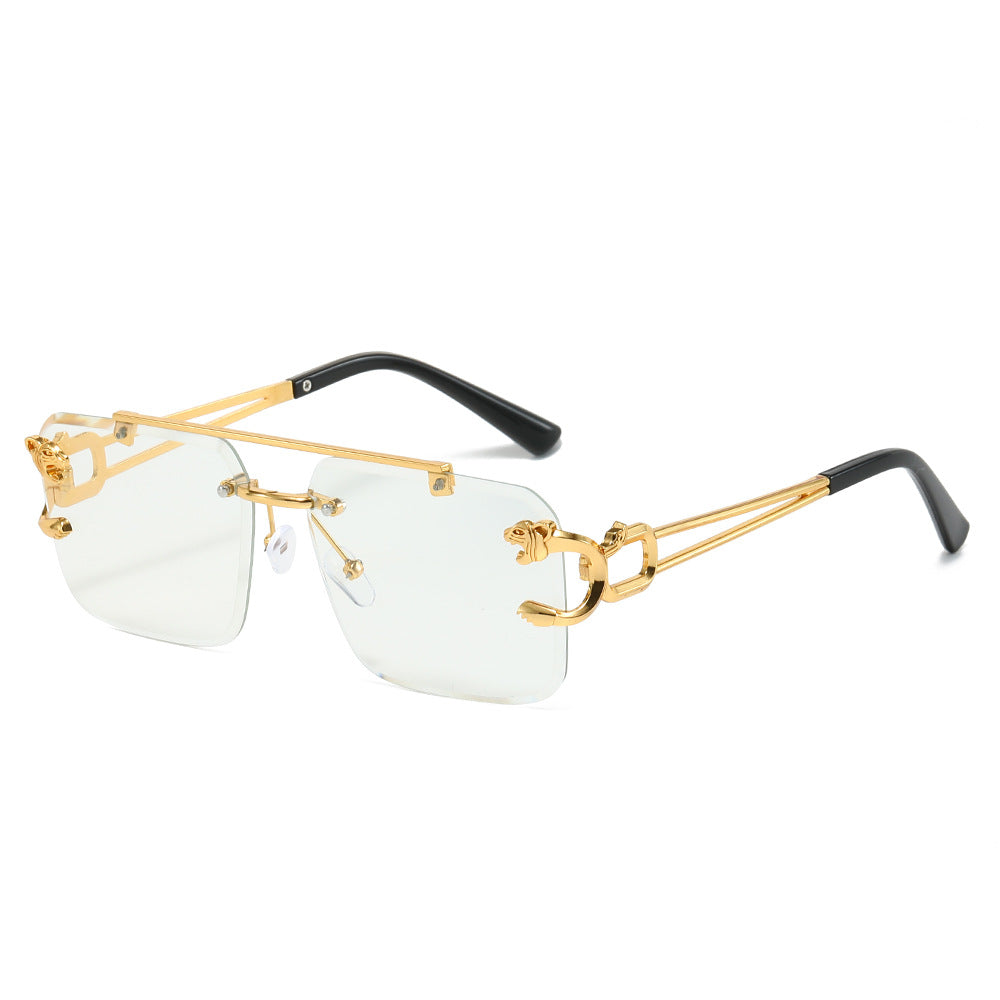 Brand luxury double bridge sunglasses gradient colorful metal frame sunglasses