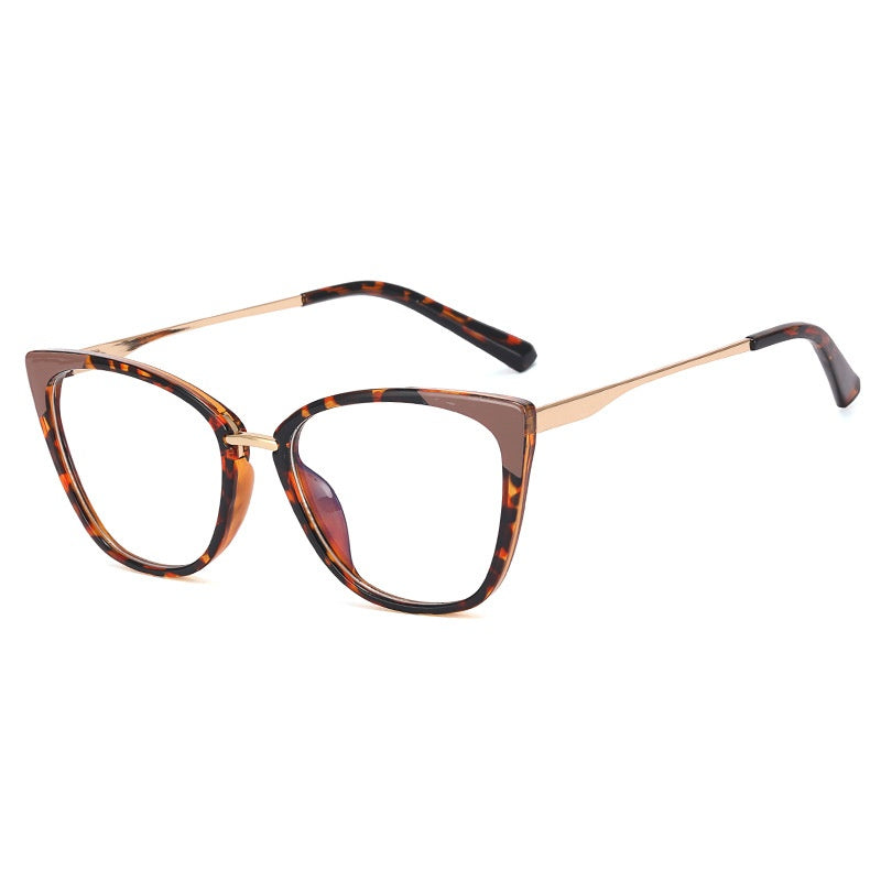 High quality leopard print metal frame glasses cat eye gradient colorful glasses frame