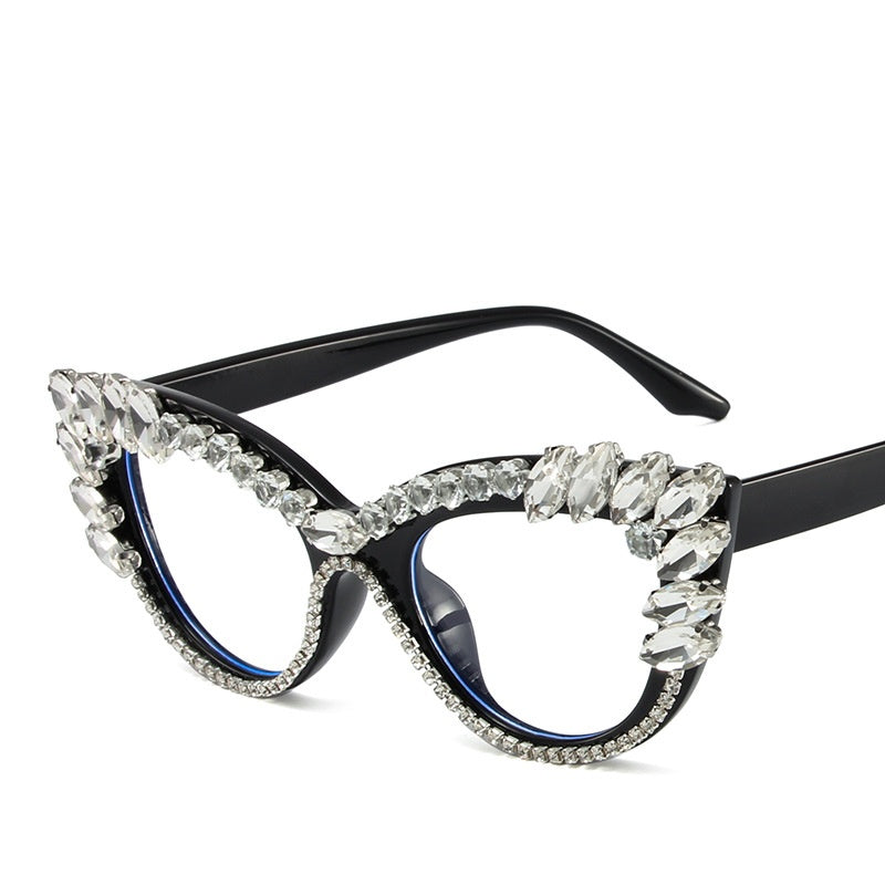 2025 Fashion diamond sunglasses Personality fashion cat-eye dazzling large diamon glasses