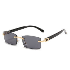 New square frame rimless sunglasses fashion cow horn cut edge glasses personalized jelly color sunglasses for women