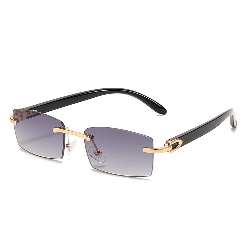 New square frame rimless sunglasses fashion cow horn cut edge glasses personalized jelly color sunglasses for women