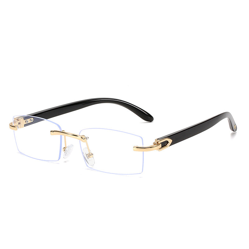 New square frame rimless sunglasses fashion cow horn cut edge glasses personalized jelly color sunglasses for women
